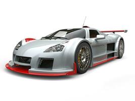 Silver racing supercar with red details photo