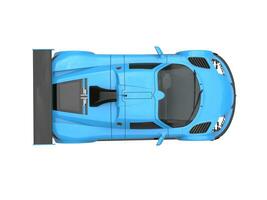 Sky blue urban supercar - top down view photo