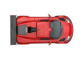 Crimson red urban supercar - top down view photo