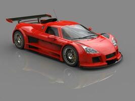 Racing supercar - scarlet red - showroom beauty shot photo