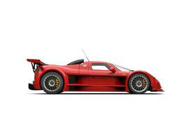 Scarlet red supercar - side view photo