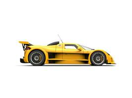 Bright yellow supercar - side view photo
