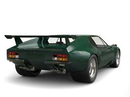 Eighties dark green concept sports car - back view photo