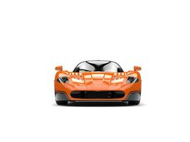 Orange concept race super car with black decals - front view - 3D Illustration photo