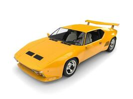 Yellow vintage concept race car - top view studio shot - 3D Illustration photo