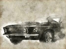 Illustration of awesome vintage muscle car photo