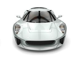 Silver modern elegant sports car - top down front view photo