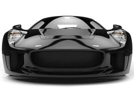 Elegant black super sports car - front view closeup shot photo