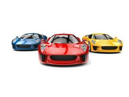 Awesome sports cars - racing - red one leading the race photo