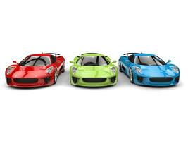 Red, green and blue elegant sports cars photo