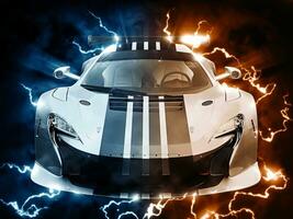 Urban sportscar bursting with electricity photo