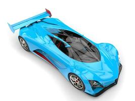 Sky blue modern concept super car - topdown view photo