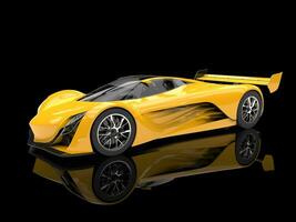 Vivid yellow futuristic concept race car photo