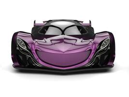 Metallic light purple futuristic concept race super car - front view photo