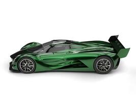 Metallic green awesome concept super car - top down side view photo