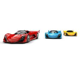 Awesome red, blue and yellow concept sports cars photo