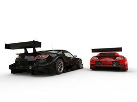Black and red modern sport concept cars - back view photo