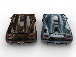 Concept sports cars in steel blue and metallic coffee colors photo
