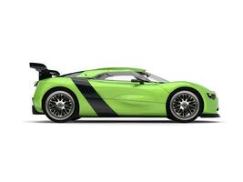 Super sports car - metallic lime green - side view photo