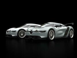 Modern super cars in variations of silver paint photo