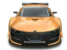 Striking gold leaf painted super car - front view closeup shot photo