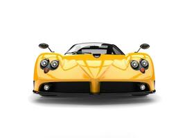 Cyber yellow concept luxury sports car - front view - low angle photo