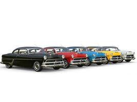 Magnificent vintage cars in different colors photo