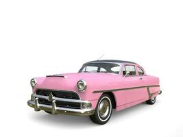 Metallic warm pink restored vintage car photo