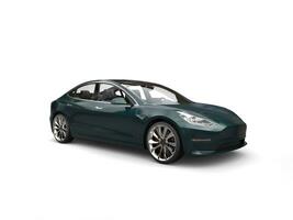 Dark metallic green modern electric business car - studio shot photo