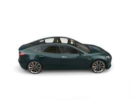 Dark metallic green modern electric business car - side view photo