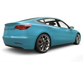 Turquoise modern business electric car - tail view photo