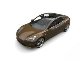 Brown modern electric car - top view photo