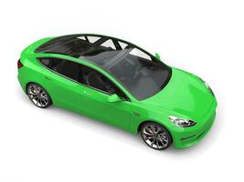 Guppie green modern electric car - top view photo