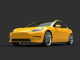 Beautiful modern cadmium yellow electric car - beauty shot photo