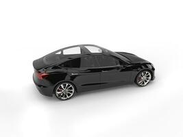 Modern electric family car - shiny black - glass roof photo