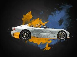 Paint splash sports car illustration photo