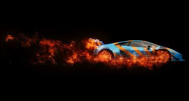 Extreme racing car - fire and flames photo