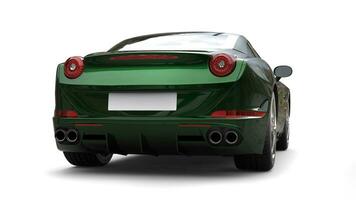 Dark green metallic fast sports car - back view - studio shot photo