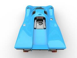 Frost blue vintage super car - top down back view photo