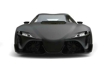 Sublime matte black super sports car - front view closuep shot photo