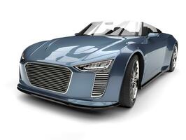 Metallic blue modern convertible super sports car photo