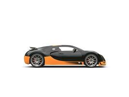 Shiny black supercar with hot orange details - side view photo