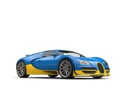 Bright blue modern sports car  - yellow details photo