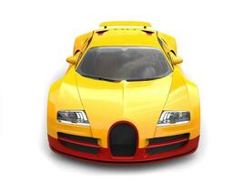 Sun yellow modern super sports car - top view photo