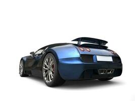 Metallic dark blue modern super sports car - tail view photo