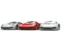 Red and white modern supers sports cars photo