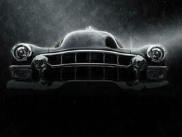 Awesome vintage black car - neo noir style - closeup shot photo