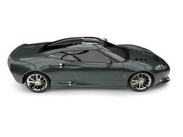 Dark metallic gray super sports car - top down side view photo