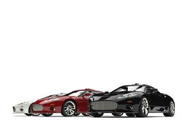 Black, red, and white modern super sports cars photo