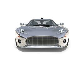 Shiny silver awesome super sports car - front view photo